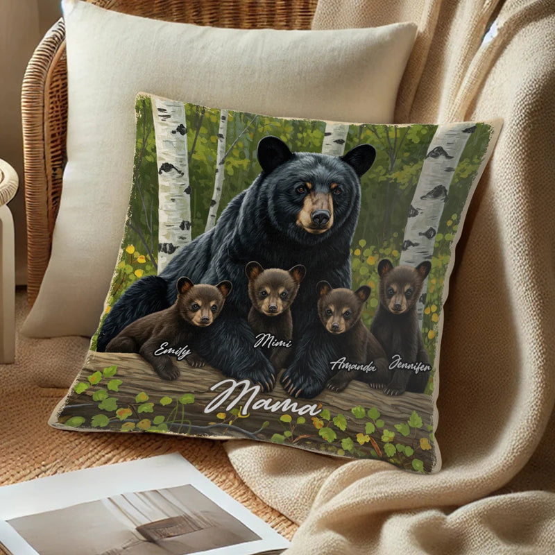 Custom Pillow - Spring Bear Family - Personalized Memorial Gift For Grandma, Grandpa, Father&