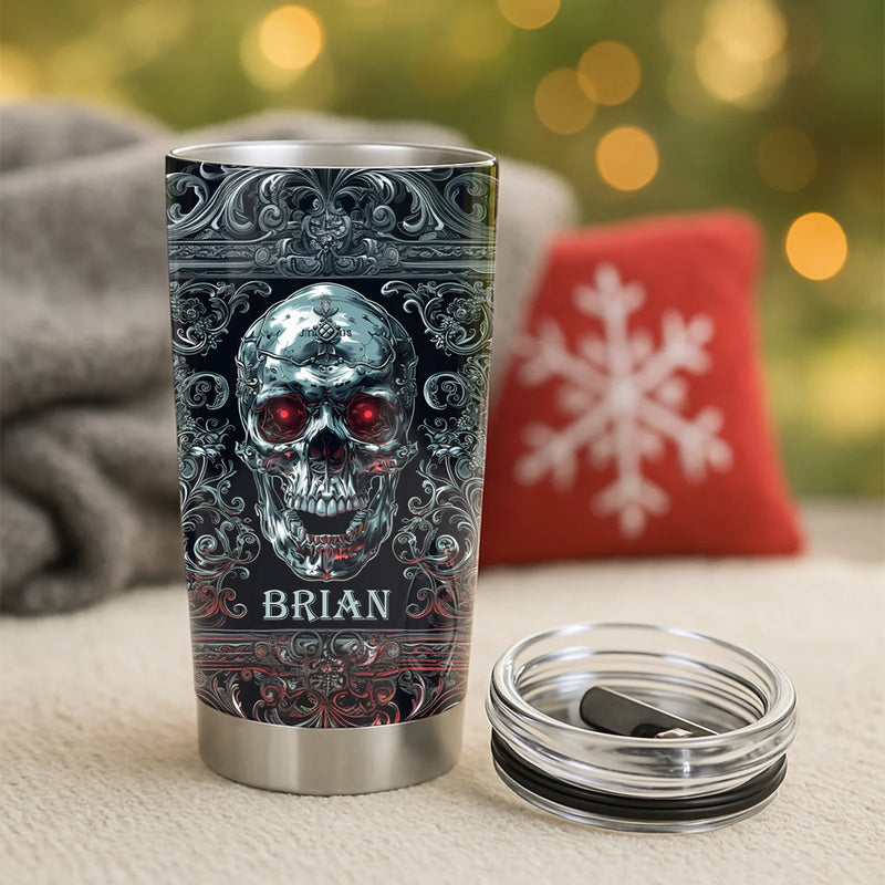 Custom 20Oz Stainless Steel Tumbler - Cool Skull Style - Personalized Gifts to Father&