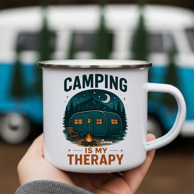 Custom Camping Mug - Camping is My Therapy - Personalized Gifts to Camping Lovers image 1