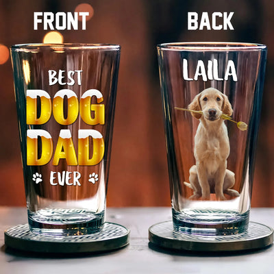 Custom Beer Glass - Best Dad Evers - Personalized Gifts to Dog Dad, Dog Mom, Pets Lovers image 0