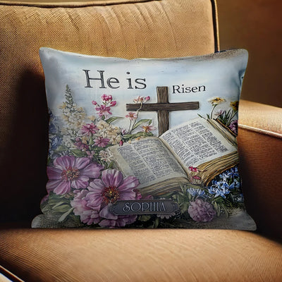 Custom Couple Pillow - He is Risen - Personalized Gifts For Christian, Faith Hope Love image 0