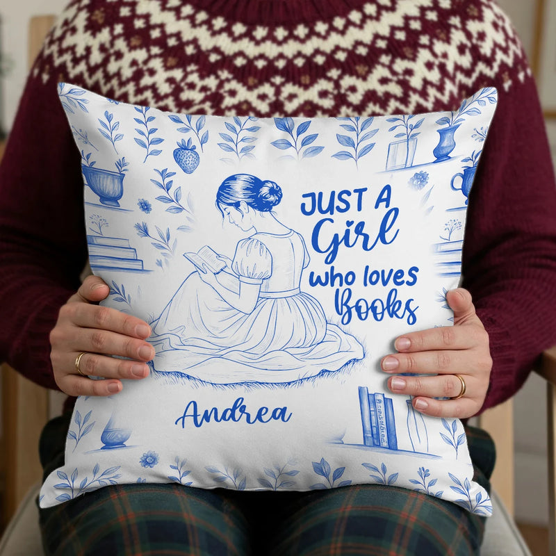 Custom Pillow - Just A Girl Who Loves Books - Personalized Gifts For Book Lovers image 4