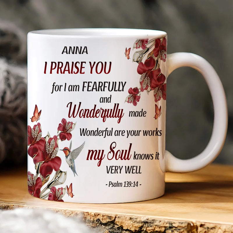 Custom Mug - I Praise You For I Am Fearfully - Personalized Gifts to Christian, Memorial Gifts image 3